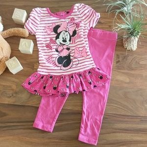 Disney Short Sleeve Minnie Mouse Legging Set 2T